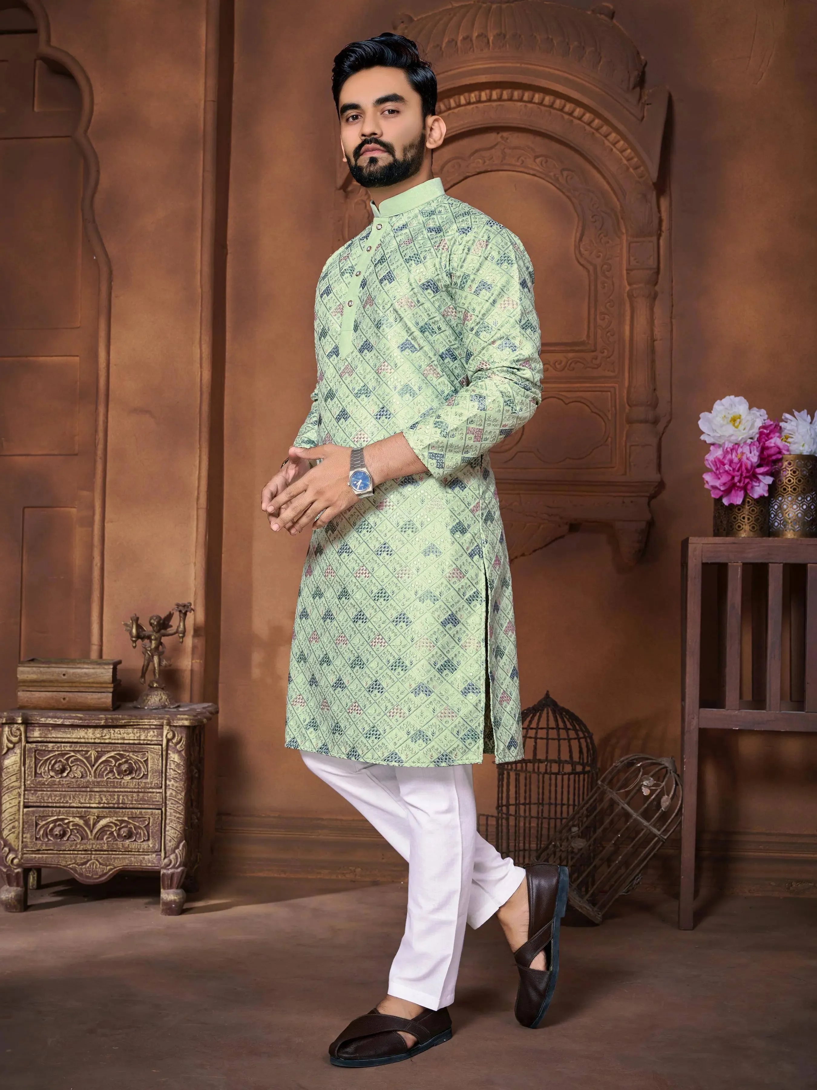 Embroidery  Work Kurta with Pajama For Men