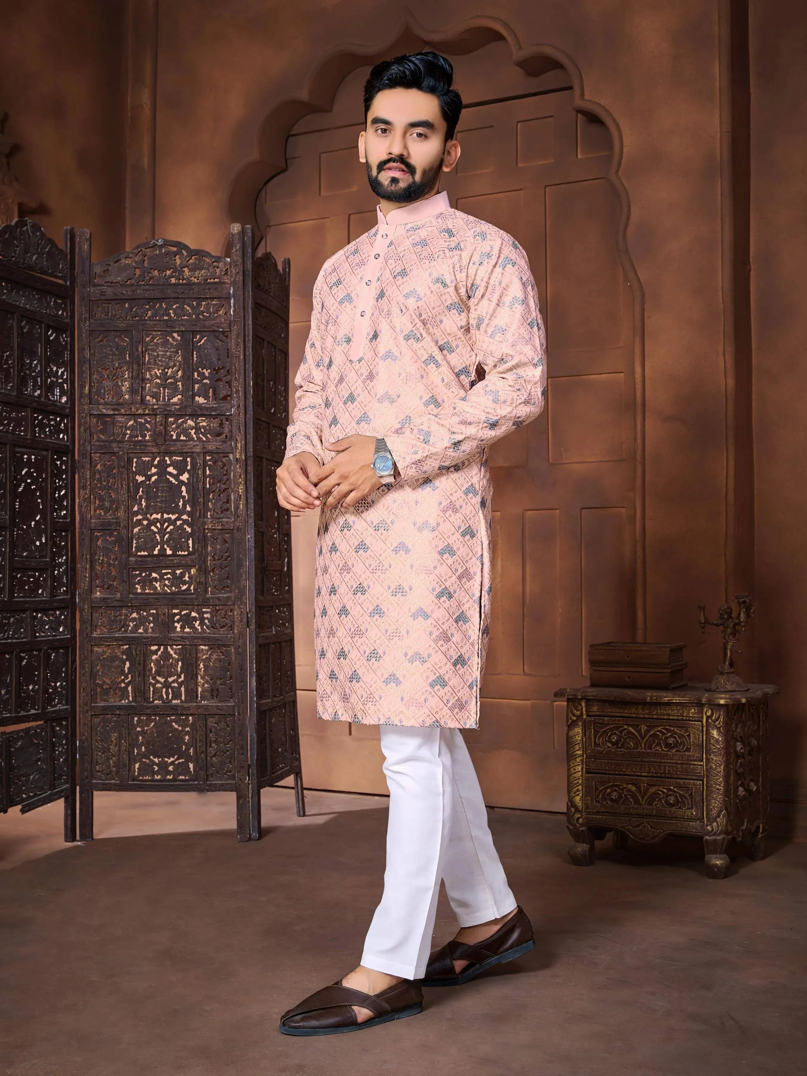 Embroidery  Work Kurta with Pajama For Men