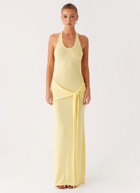 Pina Colada Knit Maxi Dress - Yellow Winter Layering