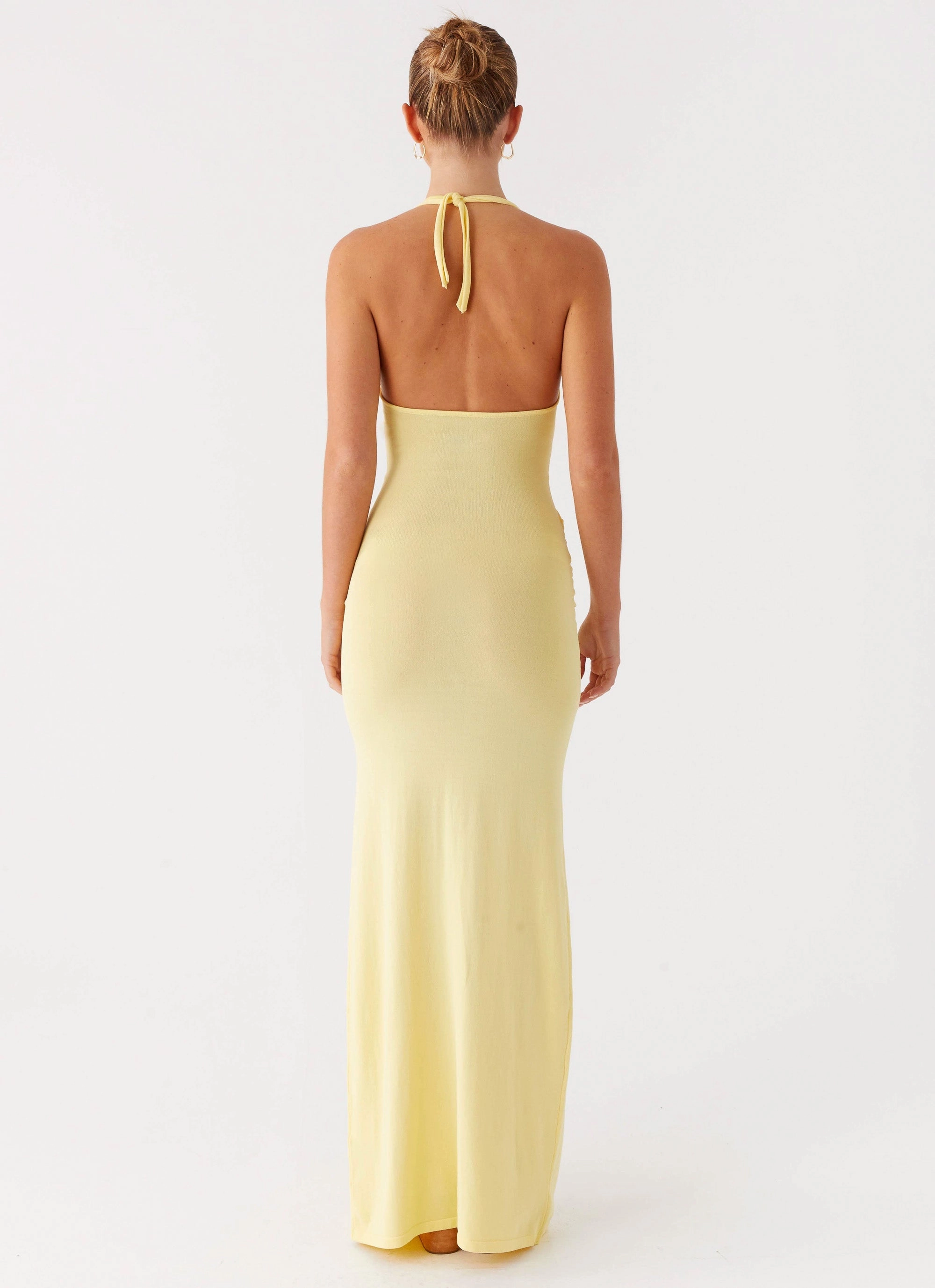 Pina Colada Knit Maxi Dress - Yellow Flawless Construction Peplum-Style
