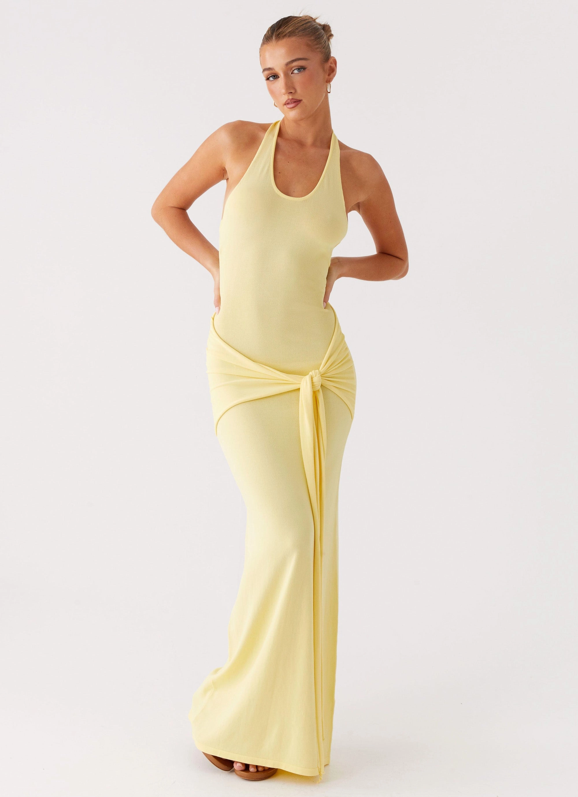 Urban Fit Pina Colada Knit Maxi Dress - Yellow
