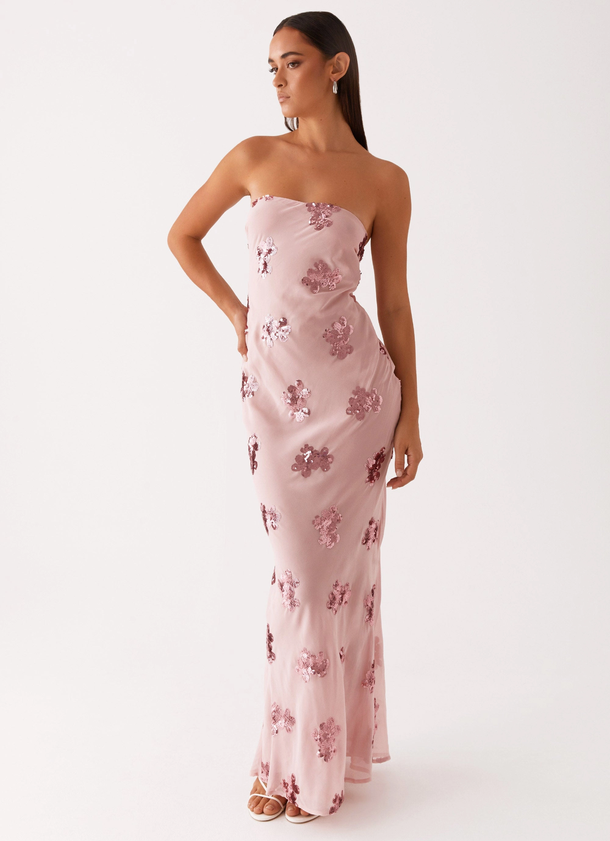 Light Fabric Sweet Escape Sequin Maxi Dress - Baby Pink