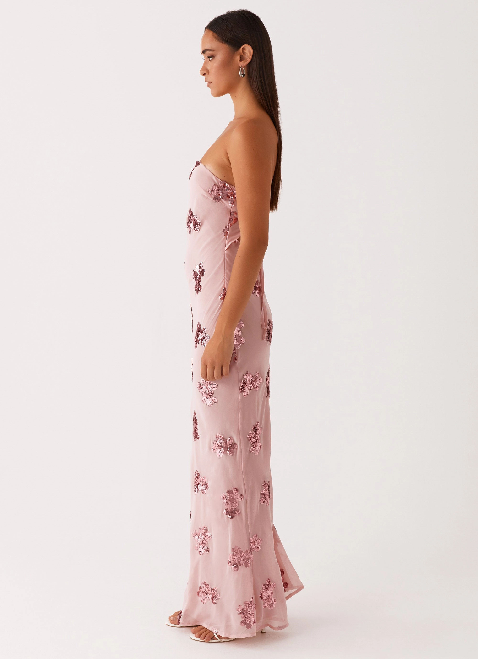 Smart Fit Dreamy Drape Sweet Escape Sequin Maxi Dress - Baby Pink