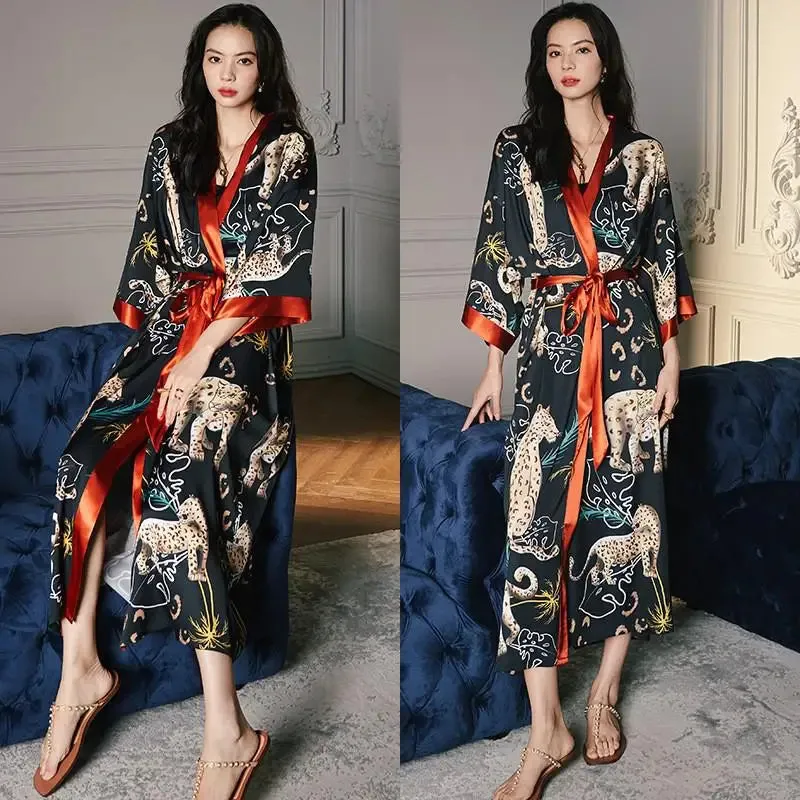 Emersyn Floral Silk Print Kimono Robes