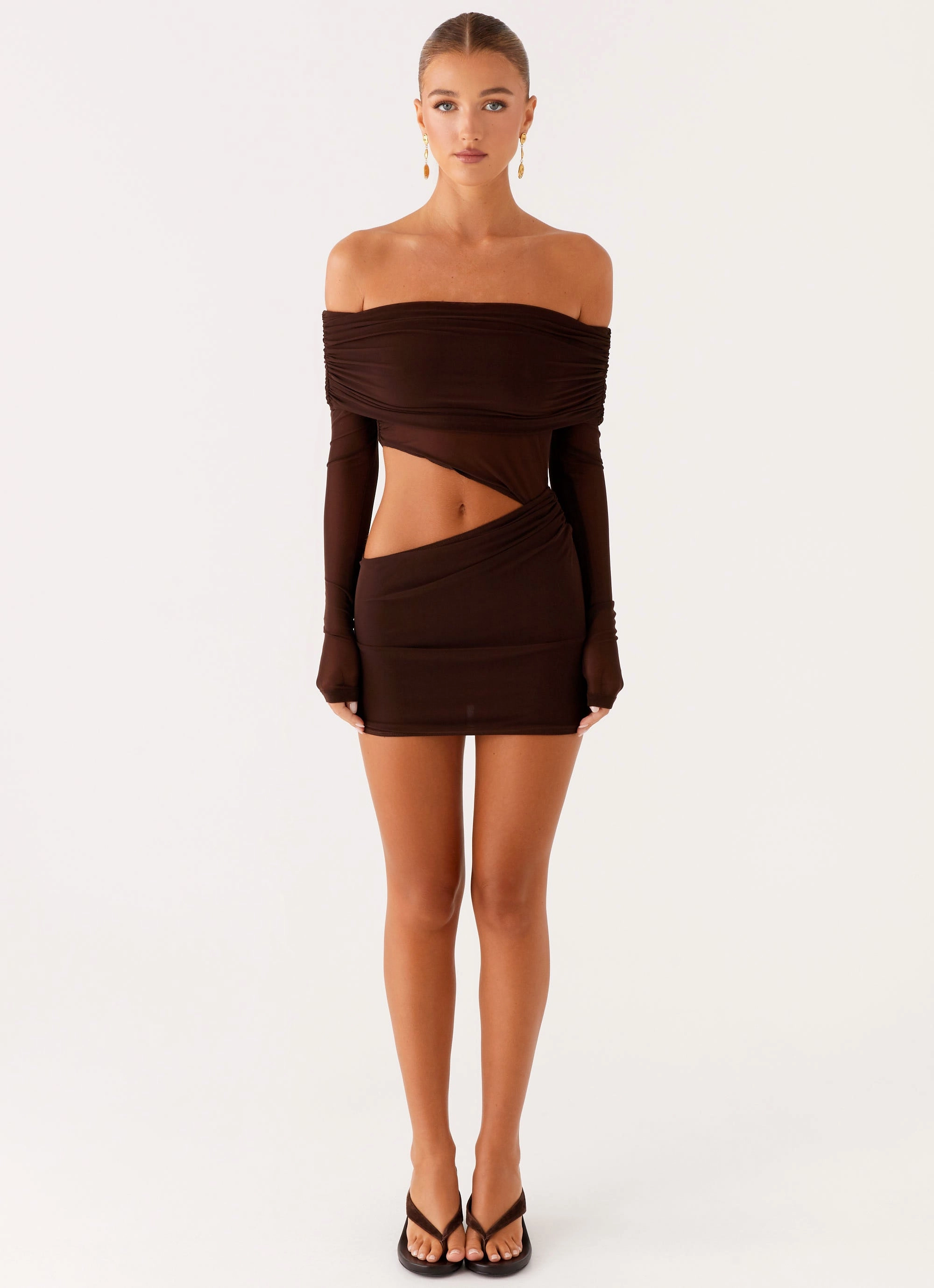 flowy silhouette Chill Feel Emery Mini Dress - Chocolate