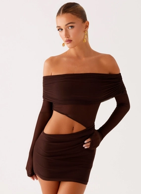 Limited Quantity Emery Mini Dress - Chocolate