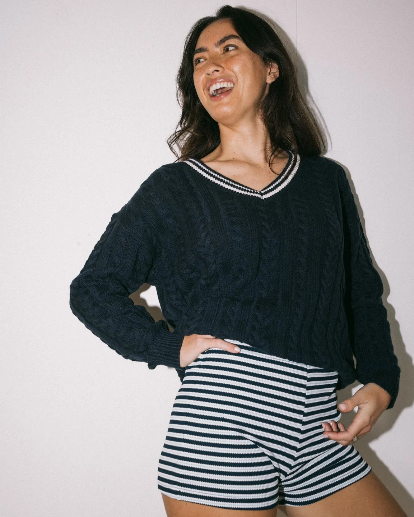 Emma Stripe Knit Booty Short