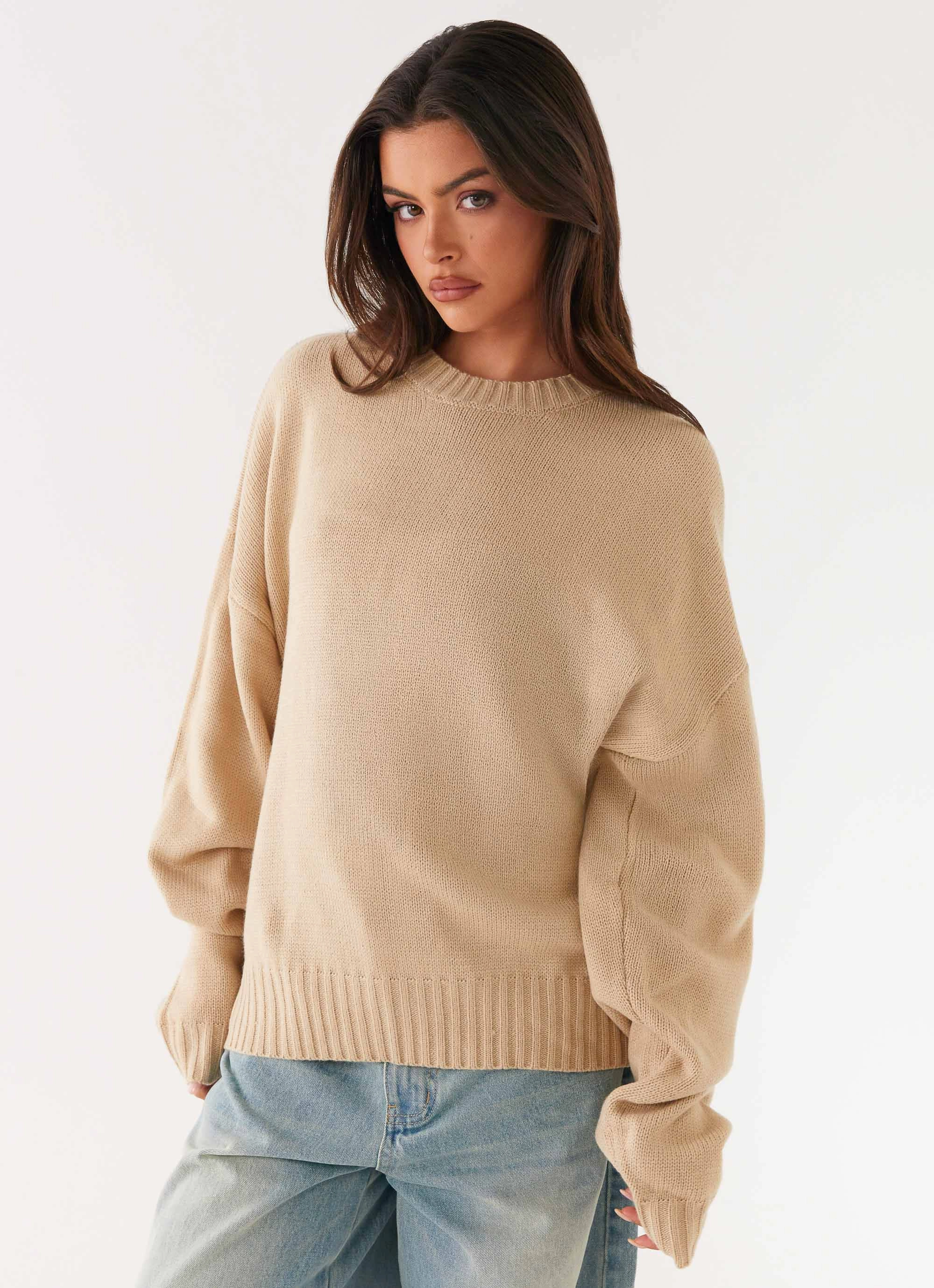 Emma Oversized Sweater - Beige Day Hike Style ThermalReflective