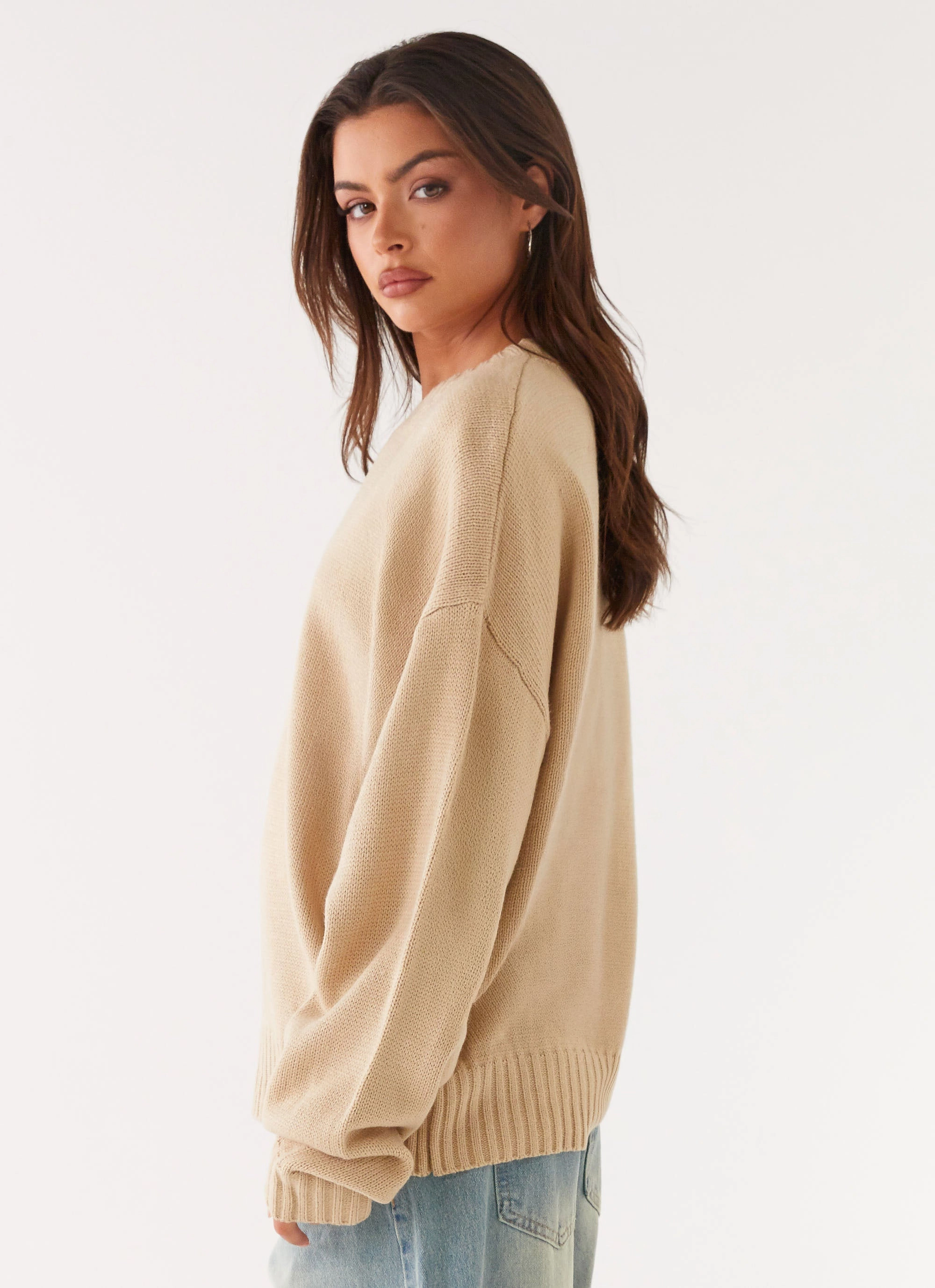 Crisp Air Piece Emma Oversized Sweater - Beige