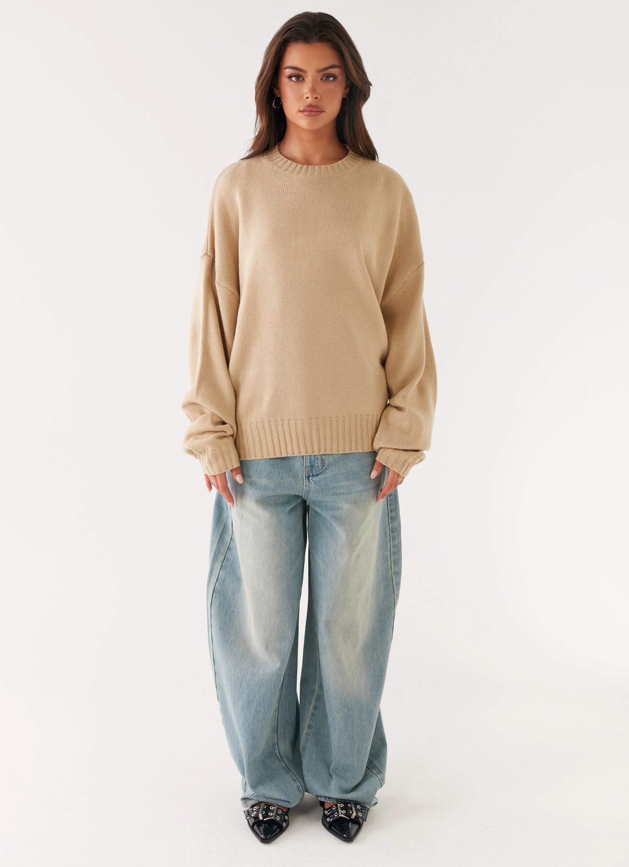 Emma Oversized Sweater - Beige Reversible Dual Layer AntiStaticCoating