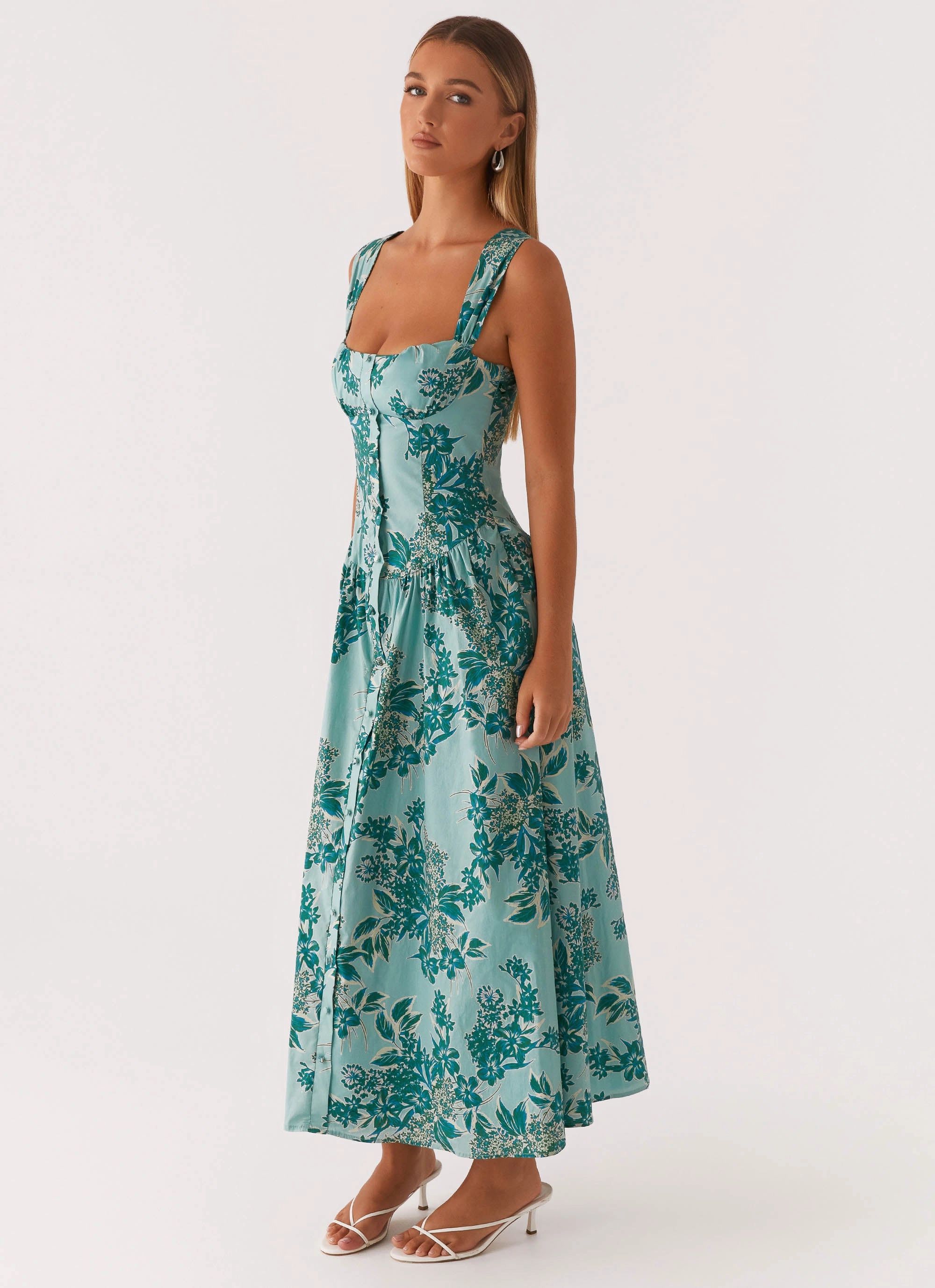 Emmalina Midi Dress - Cloud Nine Floral Elegant Cut