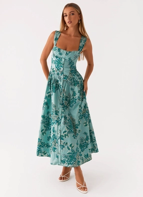 Emmalina Midi Dress - Cloud Nine Floral Maximalist-Trend