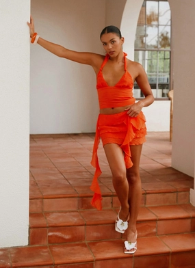 Modern Combo End Of Us Mini Skirt - Orange