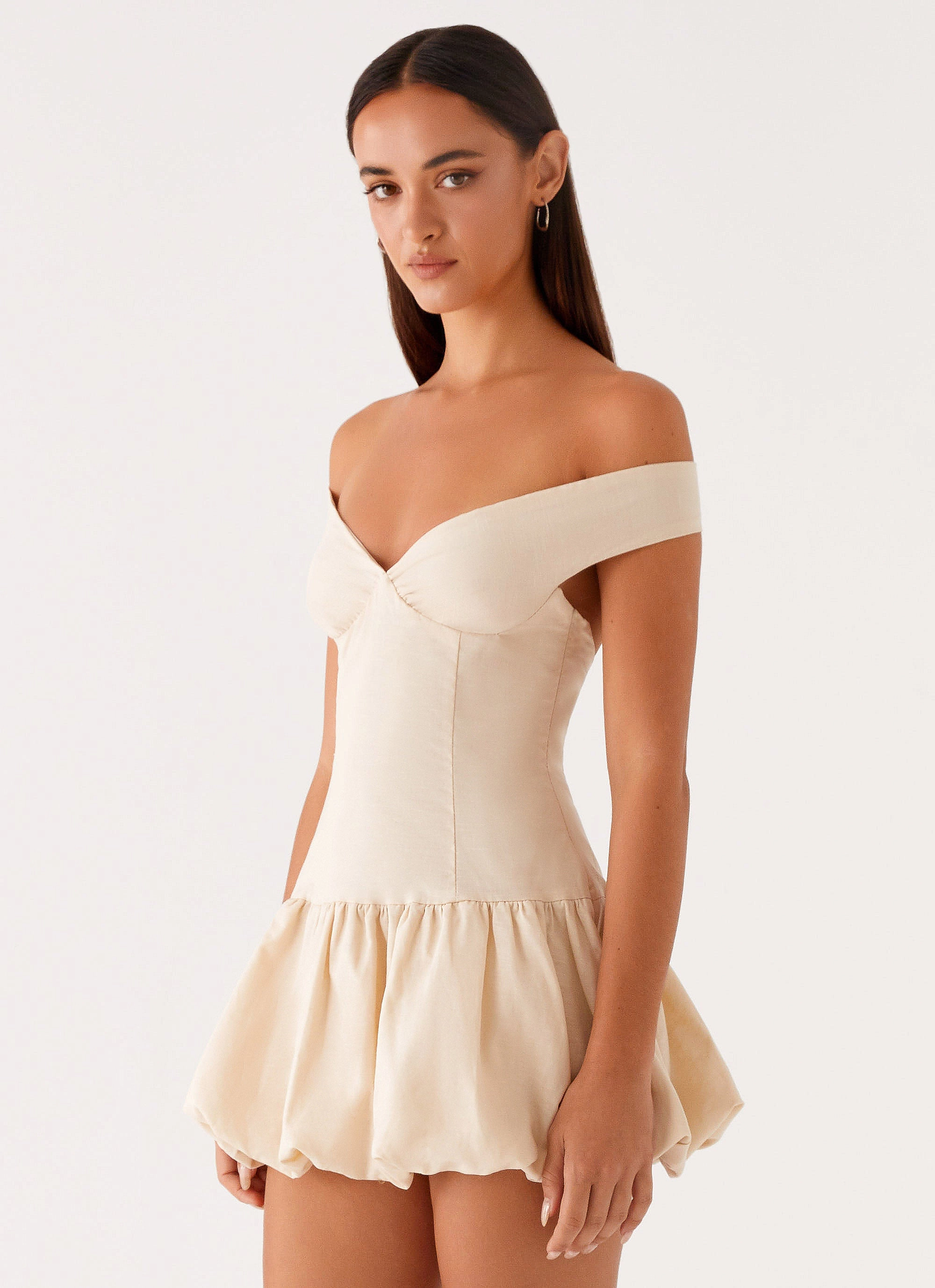 Endless Romance Off Shoulder Mini Dress - Butter All-Day Wear Chill Mode