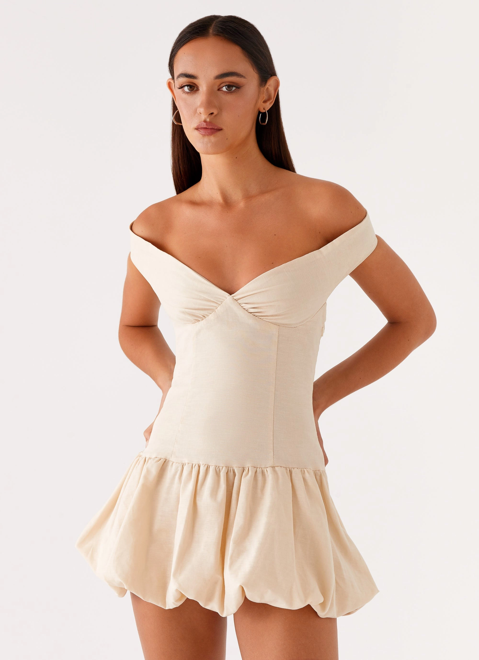 Endless Romance Off Shoulder Mini Dress - Butter BiasCutSilhouette AdjustableStraps