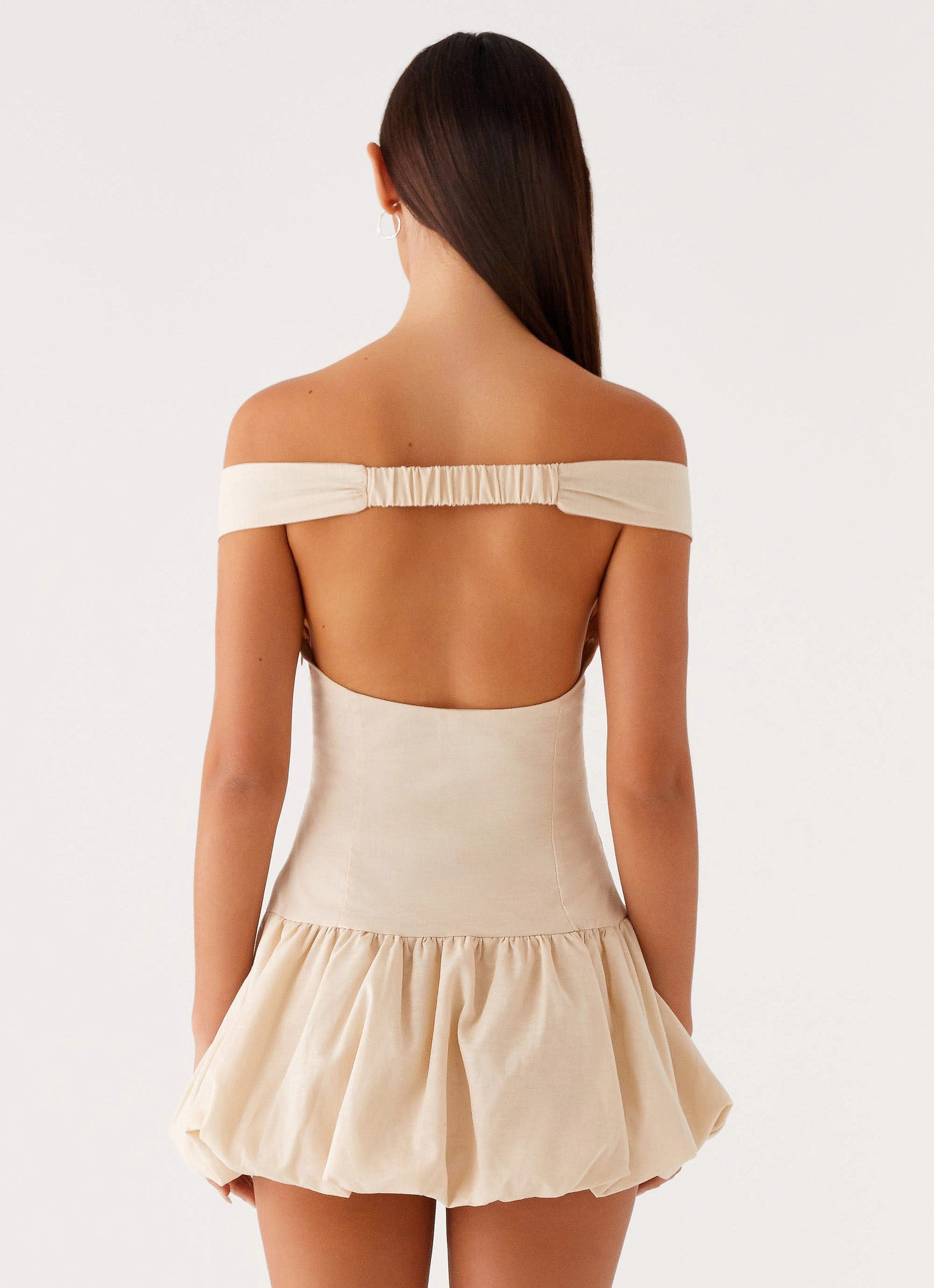 Endless Romance Off Shoulder Mini Dress - Butter Curve-Enhancing Fresh Form