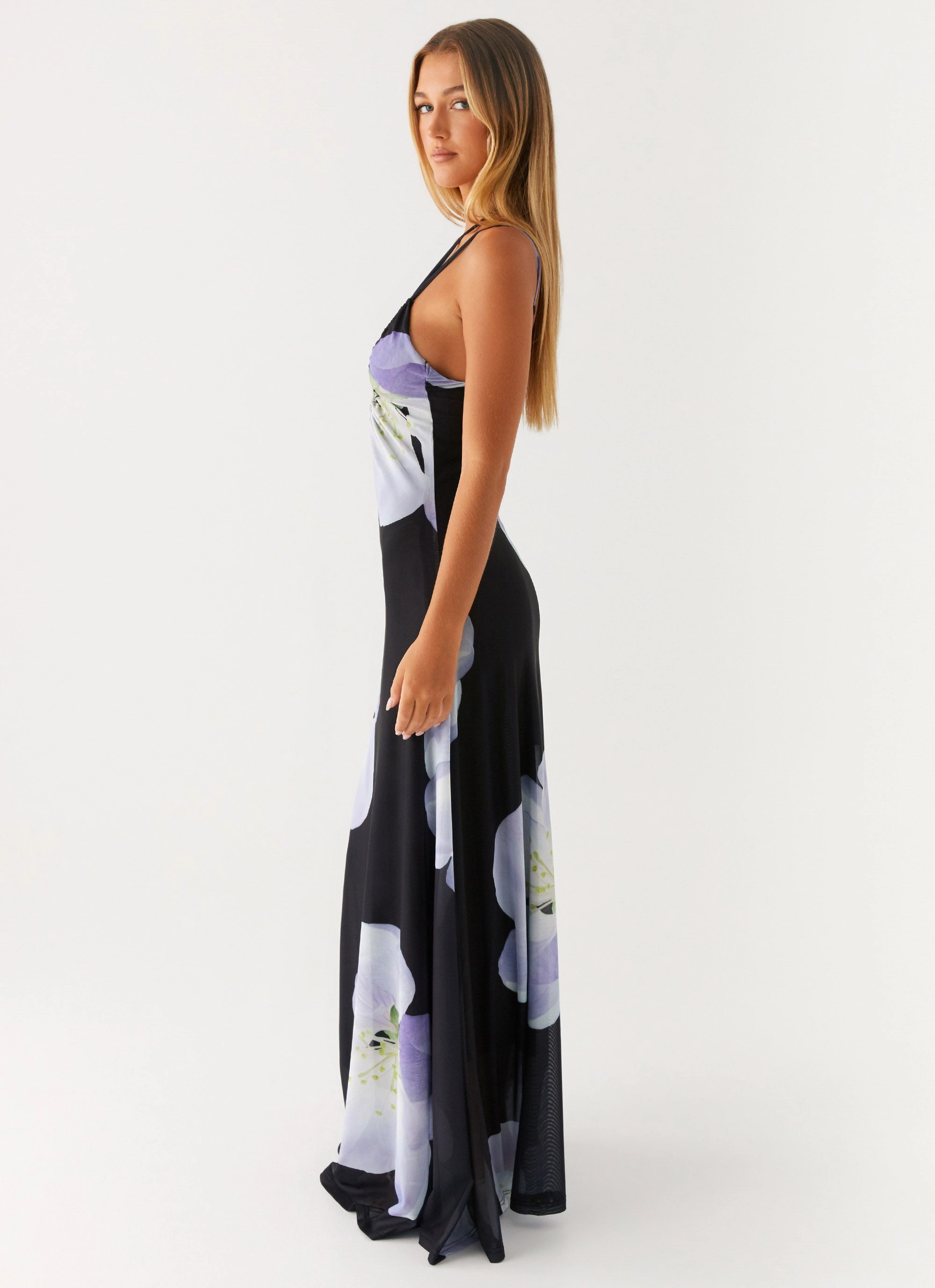 Enrika Maxi Dress - Flower Print Minimalist Layering
