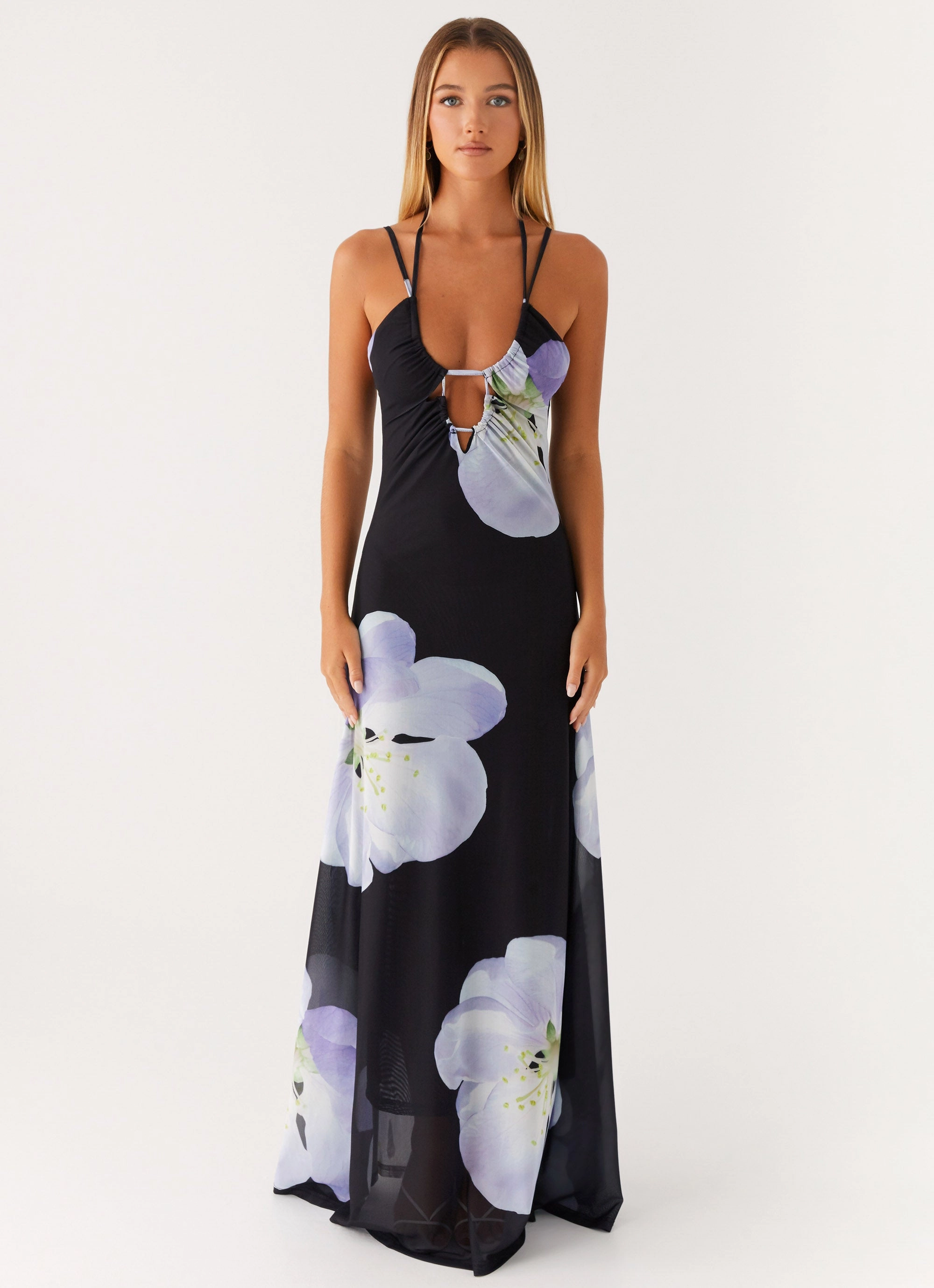 Enrika Maxi Dress - Flower Print Gentle Texture Smart Fit Wear