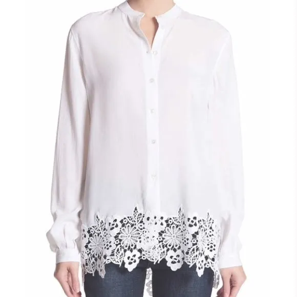 Equipment 'Henri' Lace Trimmed Silk Shirt