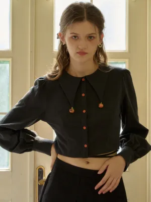 RibbedTrims HighNeckline ??Final Sale??Giuliana Round Neck Halloween Collision Pumpkin Chapter Shirt