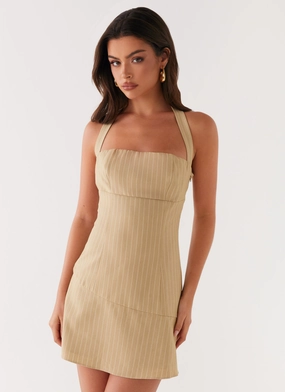 Easy Layers Erica Mini Dress - Beige Stripe