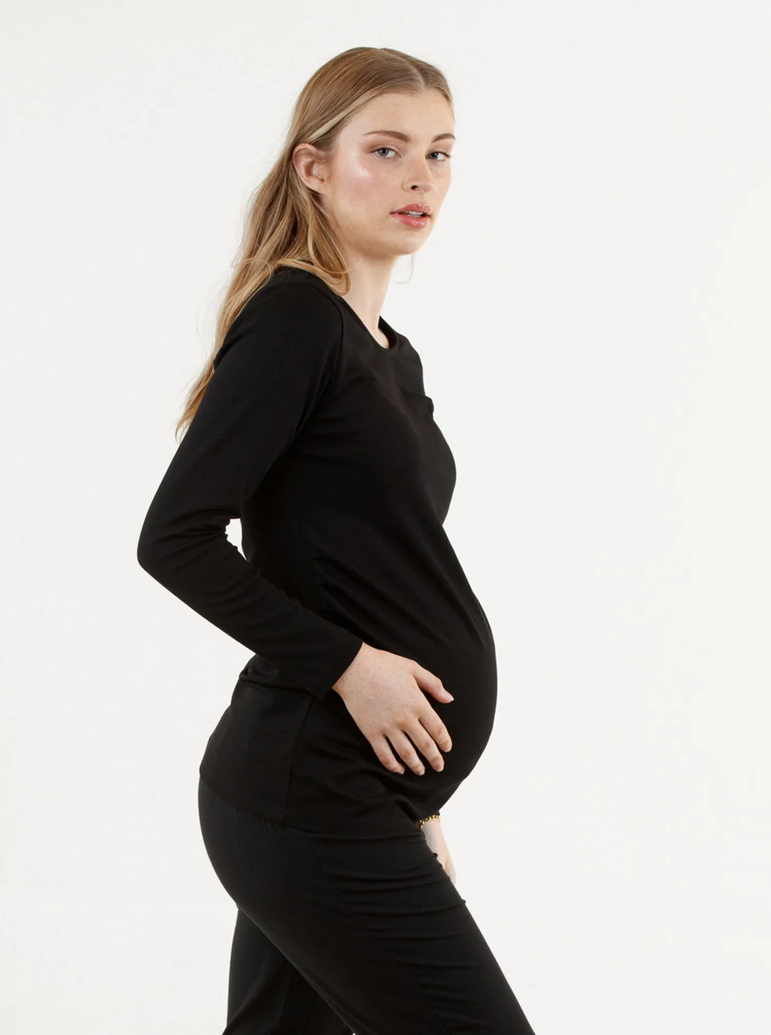 Essential Black Long Sleeve Maternity T-shirt