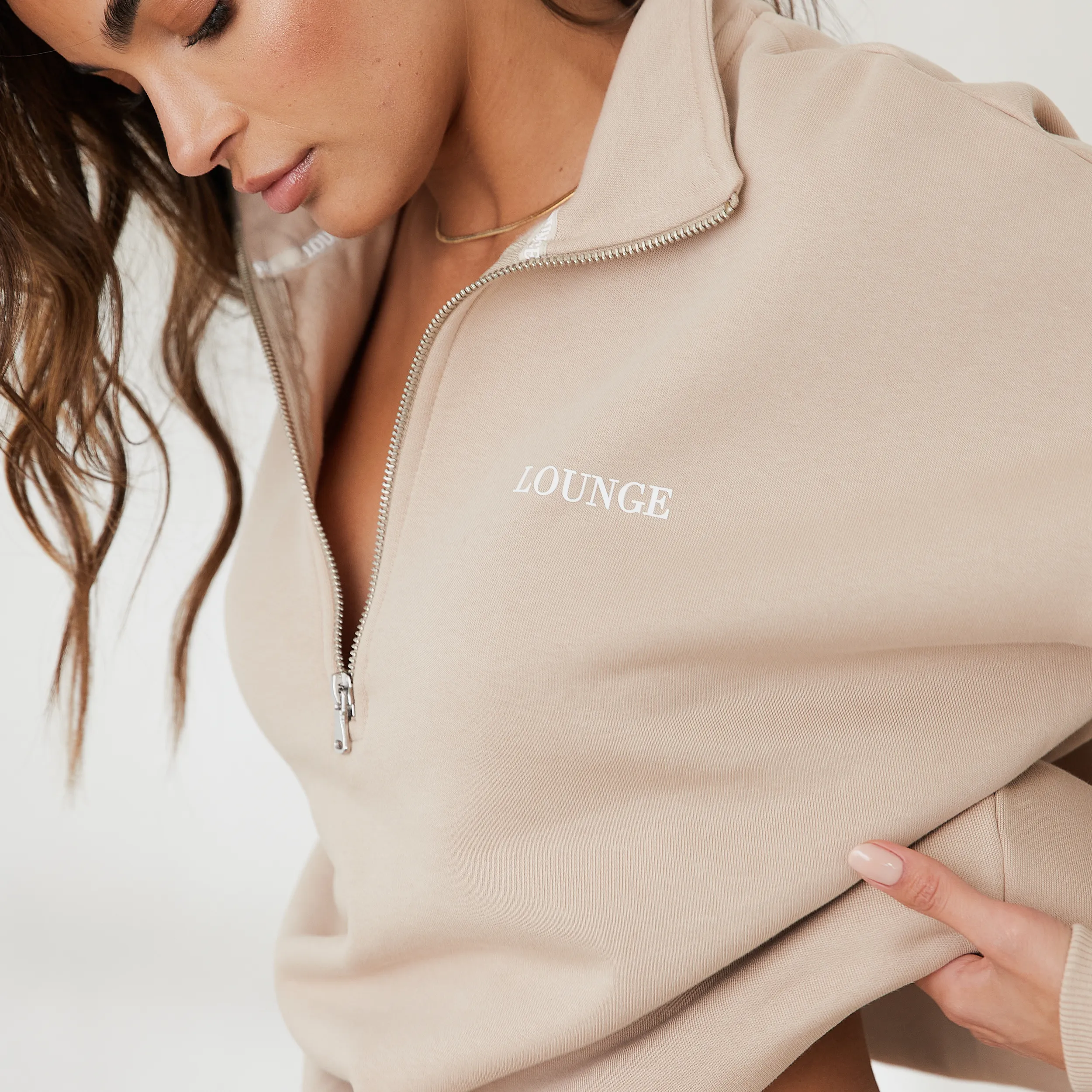 Essential Oversized Quarter Zip Sweater - Sand
