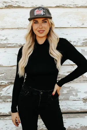 Essential Turtleneck Long Sleeve Bodysuit - Black Multi Panel Construction Adjustable Fit System