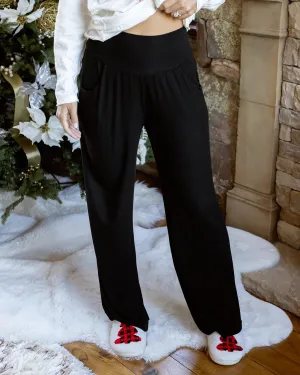 Essential Wide Leg Black Lounge Pants