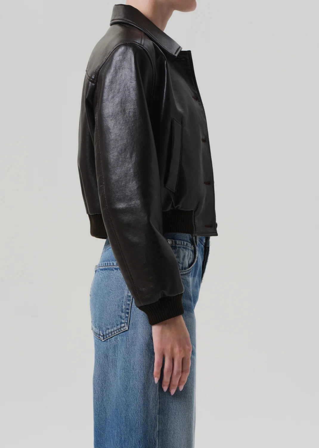 Layered Insulation Instance Lola Leather Bomber in Brown
