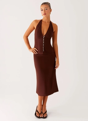 Resale Value Esther Midi Skirt - Chocolate