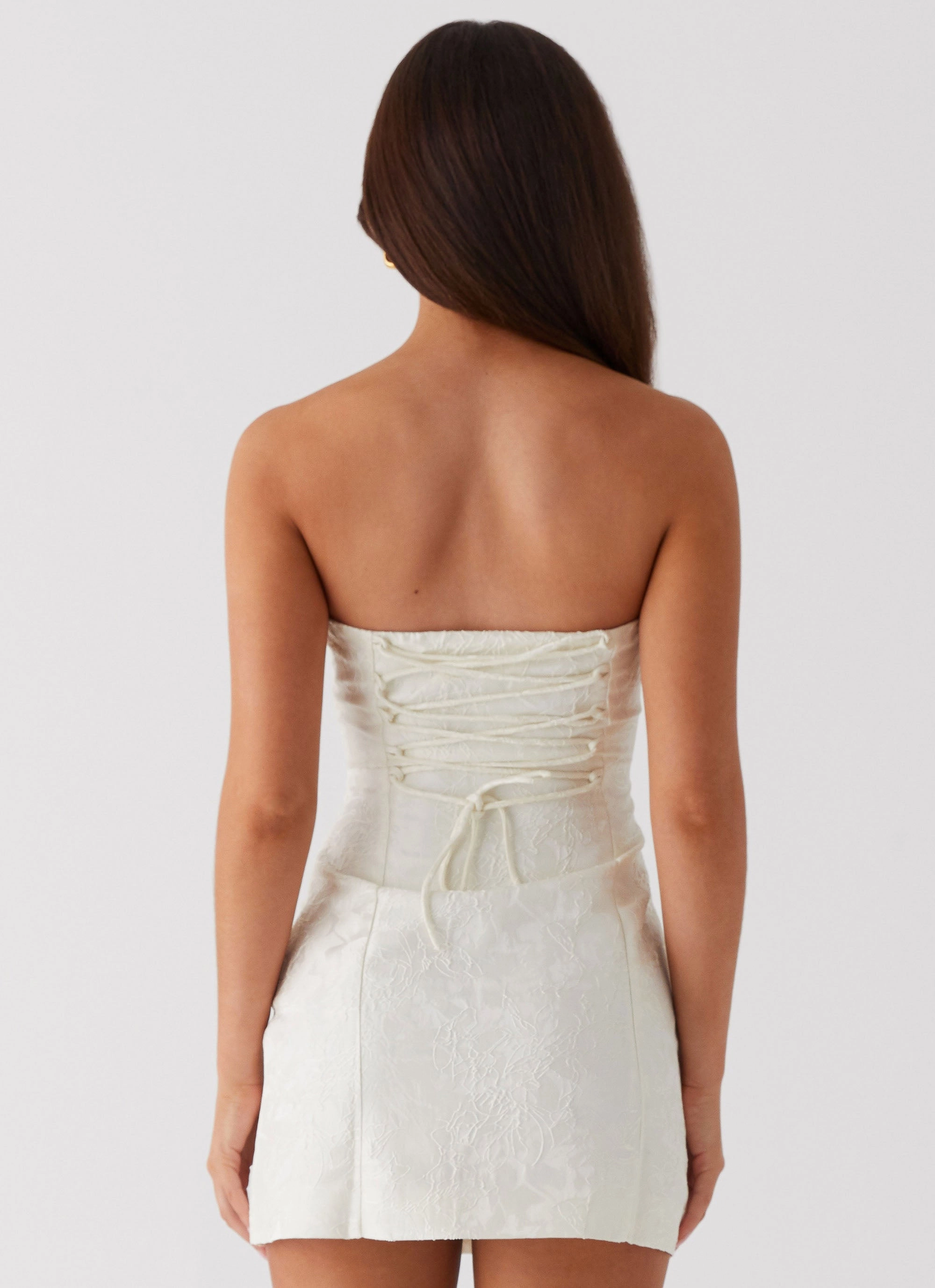 Eternity Strapless Mini Dress - Ivory Vibe Ready