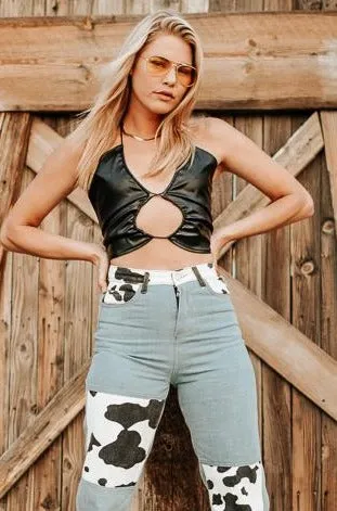 Flexible Cuffs Odor Resistant Finish Risky Business Crop - Vegan Leather