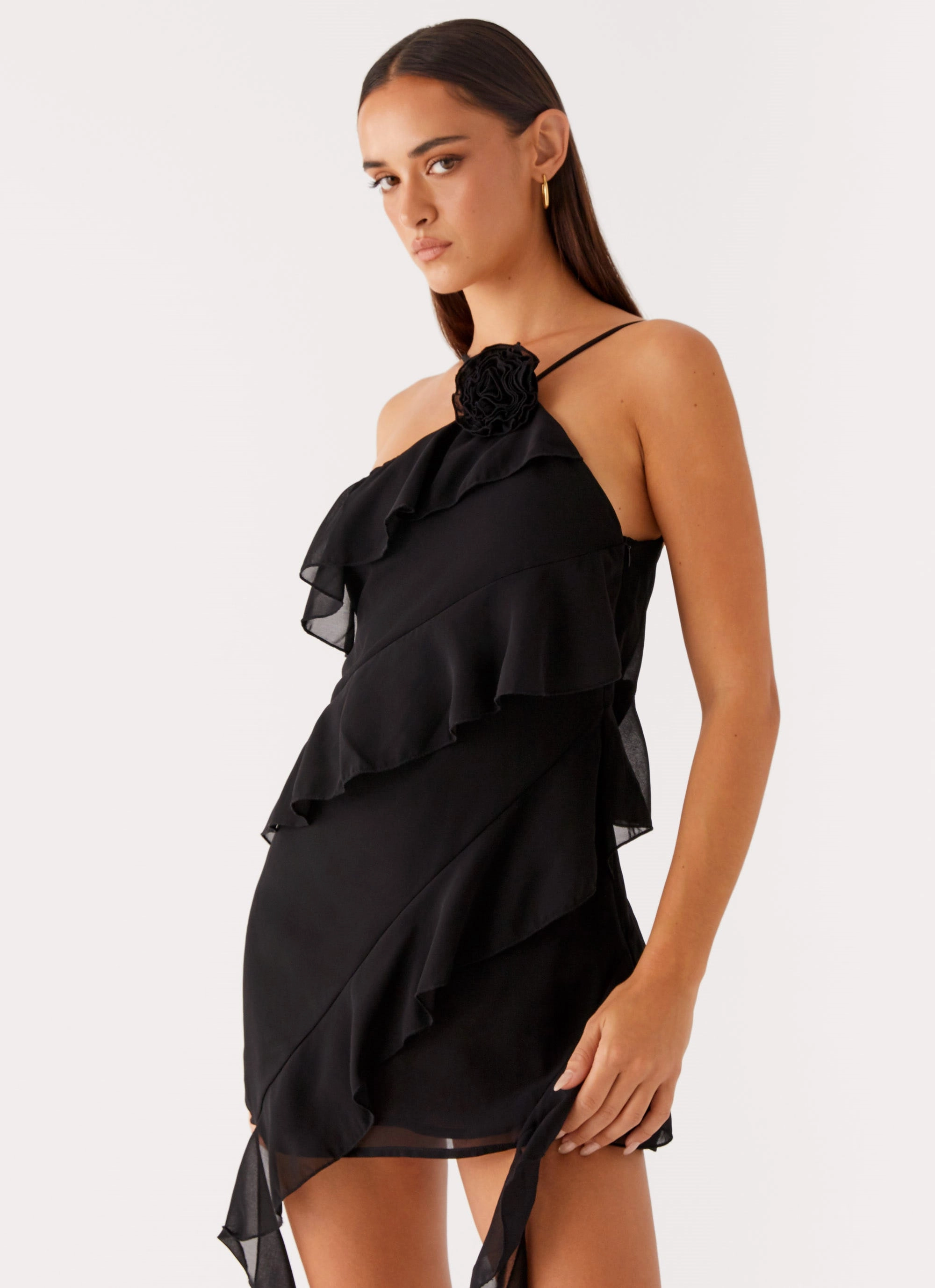 A Line Silhouette Young adult Sita Mini Dress - Black