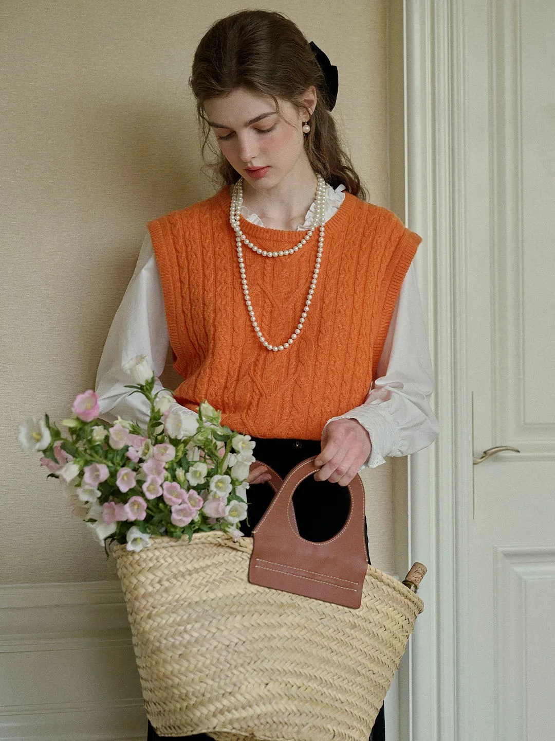 CrossBackDesign Molly Classic Crew Neck 100% Wool Knitted Vest