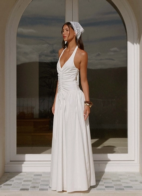 Narnie Maxi Dress - Ivory Nordic Plain Sleek Layer