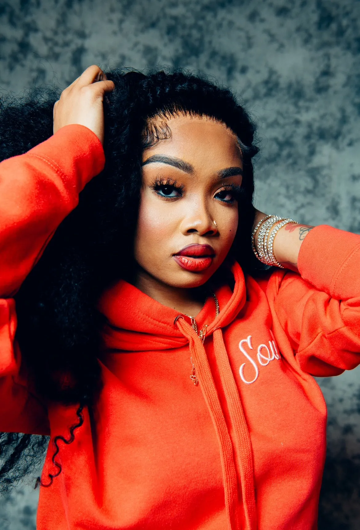 Evergreen South Script Hoodie - Red w/Pink