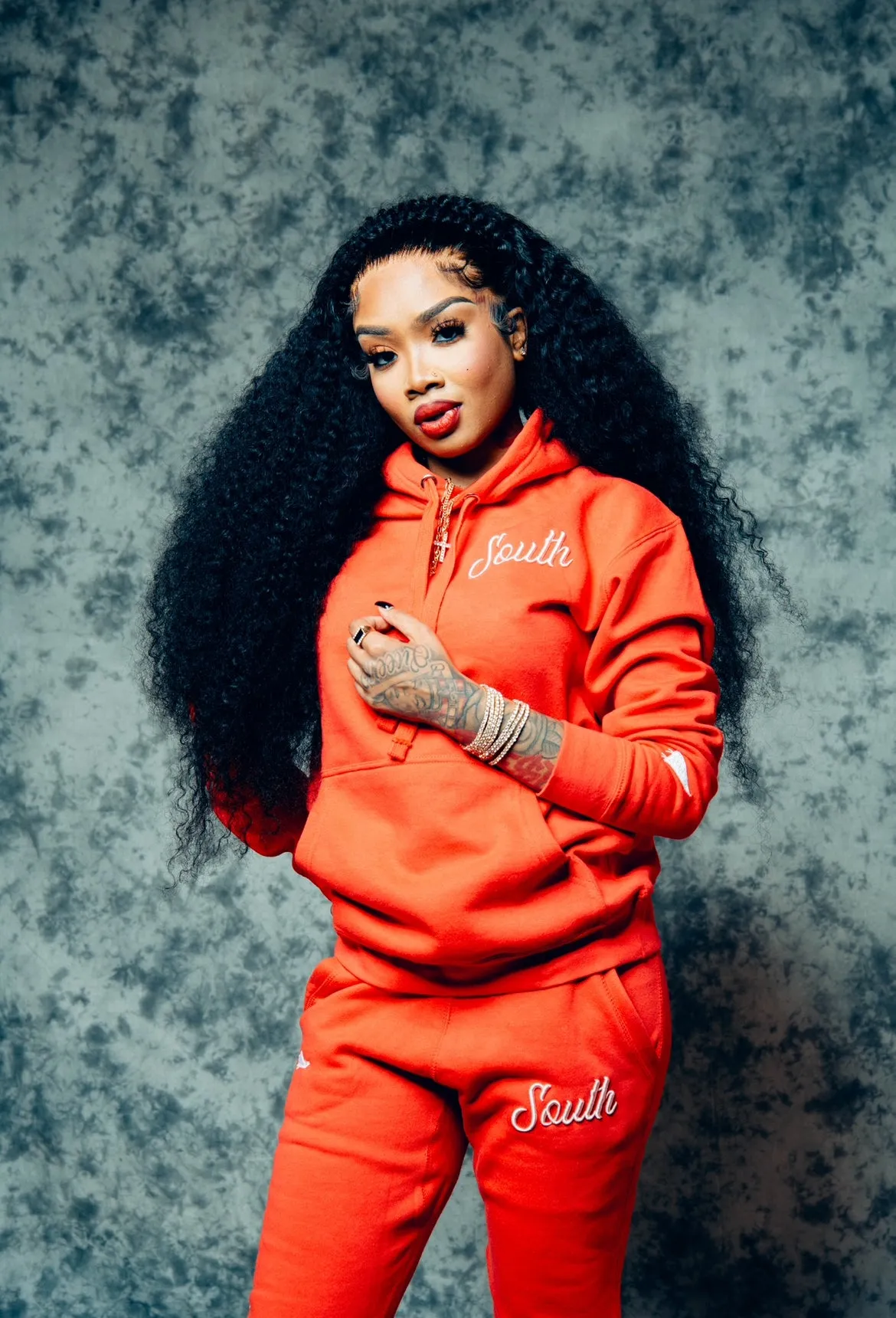 Evergreen South Script Hoodie - Red w/Pink
