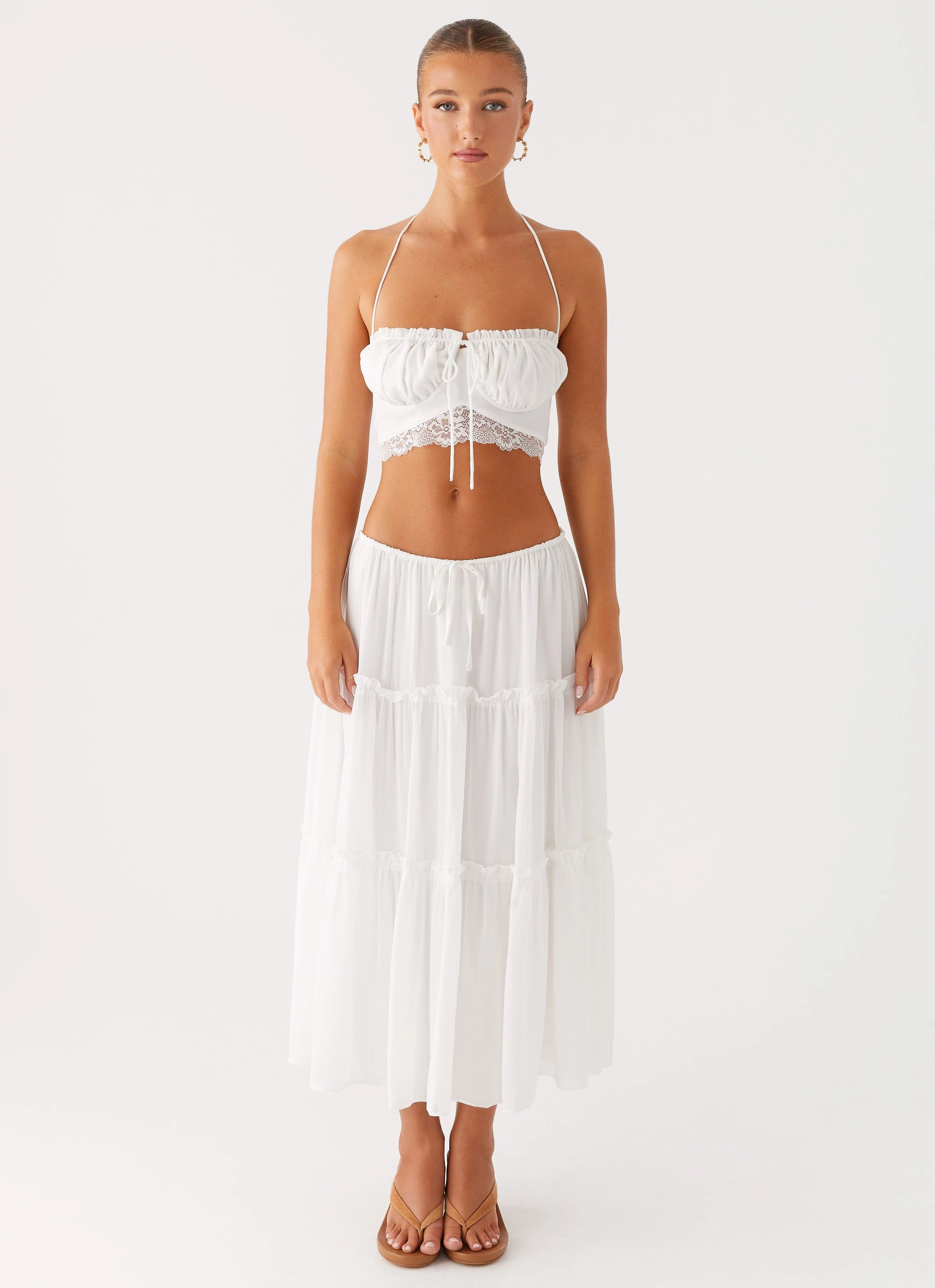 Evi Midi Skirt - Ivory flowy silhouette