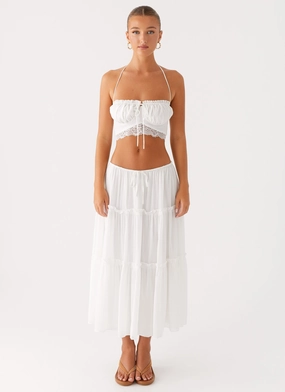 Evi Midi Skirt - Ivory flowy silhouette