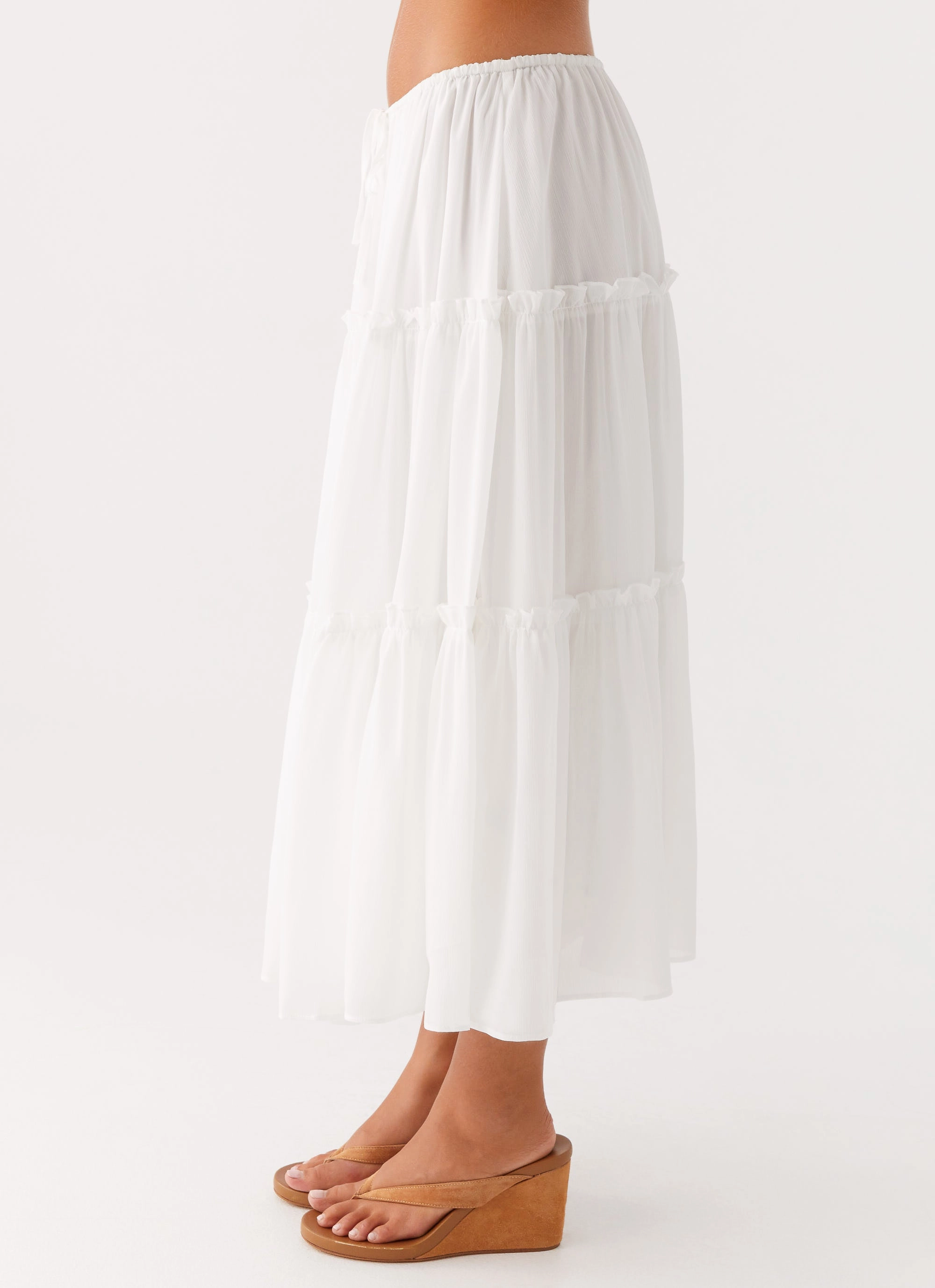 Evi Midi Skirt - Ivory Tropical theme Comfortable Feel