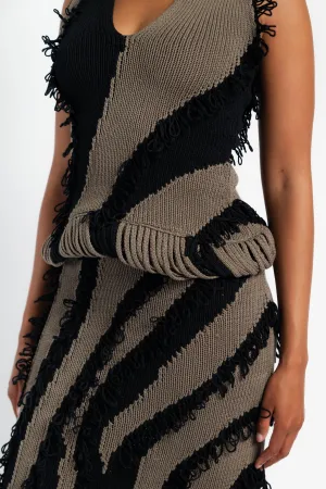 Exclusive Roaring Fringe Knit Top in Black Fashion Blouse