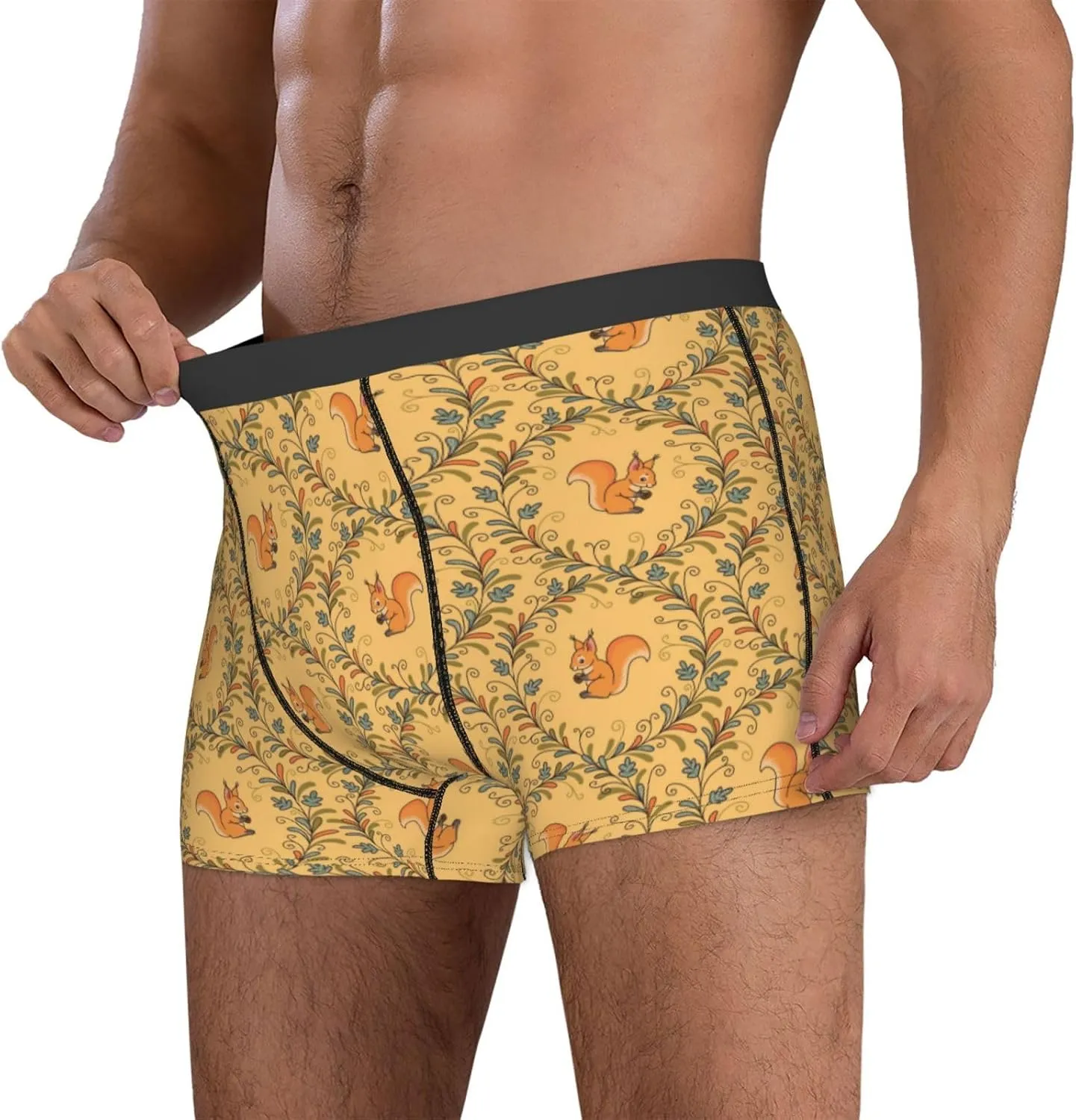 Exotic cute cartoon squirrel Mens Underwear Boxer Briefs, Comfort Breathable Boxers For Men Regular