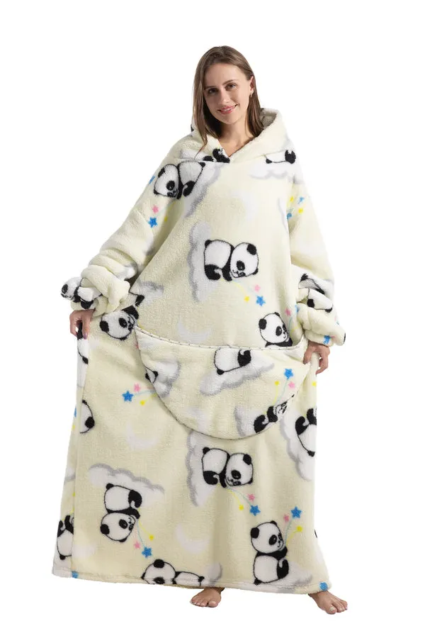 Extra Long Hooded Wearable Blanket