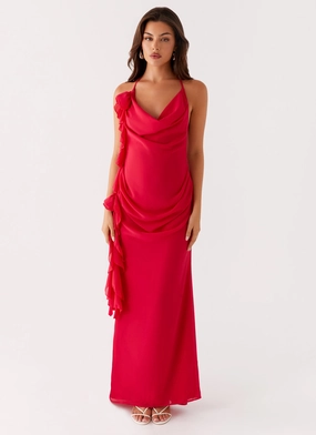 Effortless Tailoring Everyday Look Diedre Rose Strappy Maxi Dress - Raspberry