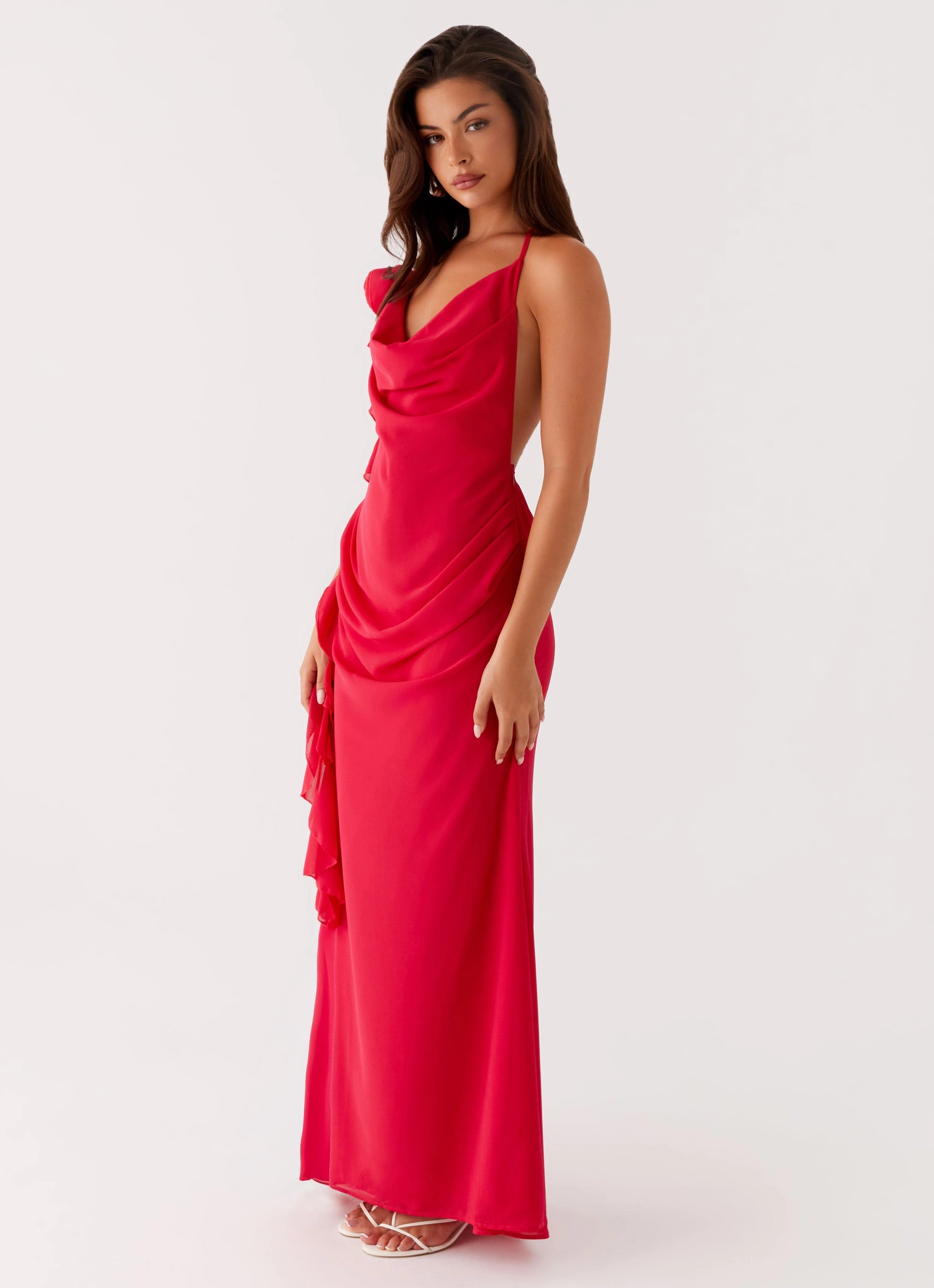 Diedre Rose Strappy Maxi Dress - Raspberry Natural Fit Hip-Flattering