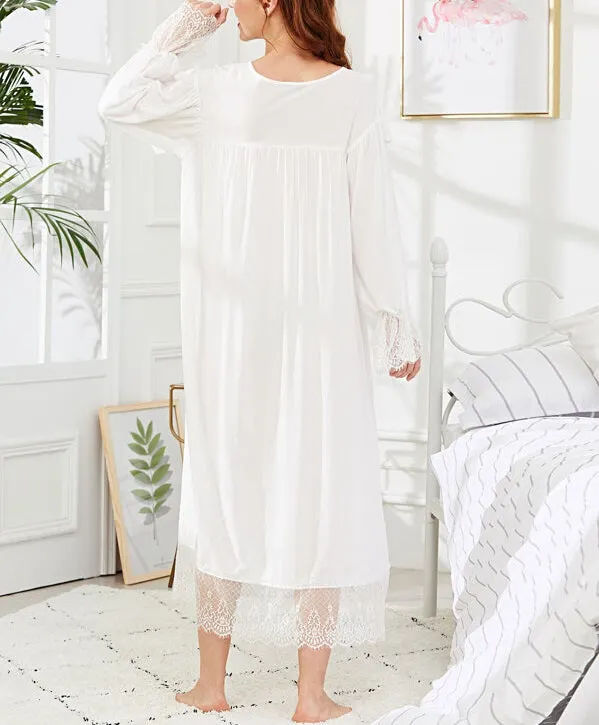 Eyelash Lace Trim Ruffle Nightdress