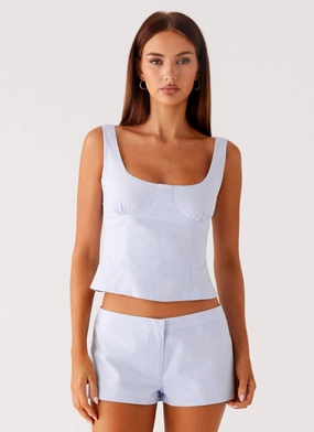 preshrunk VentilatedMeshPaneling Coastline Bustier Top - Blue