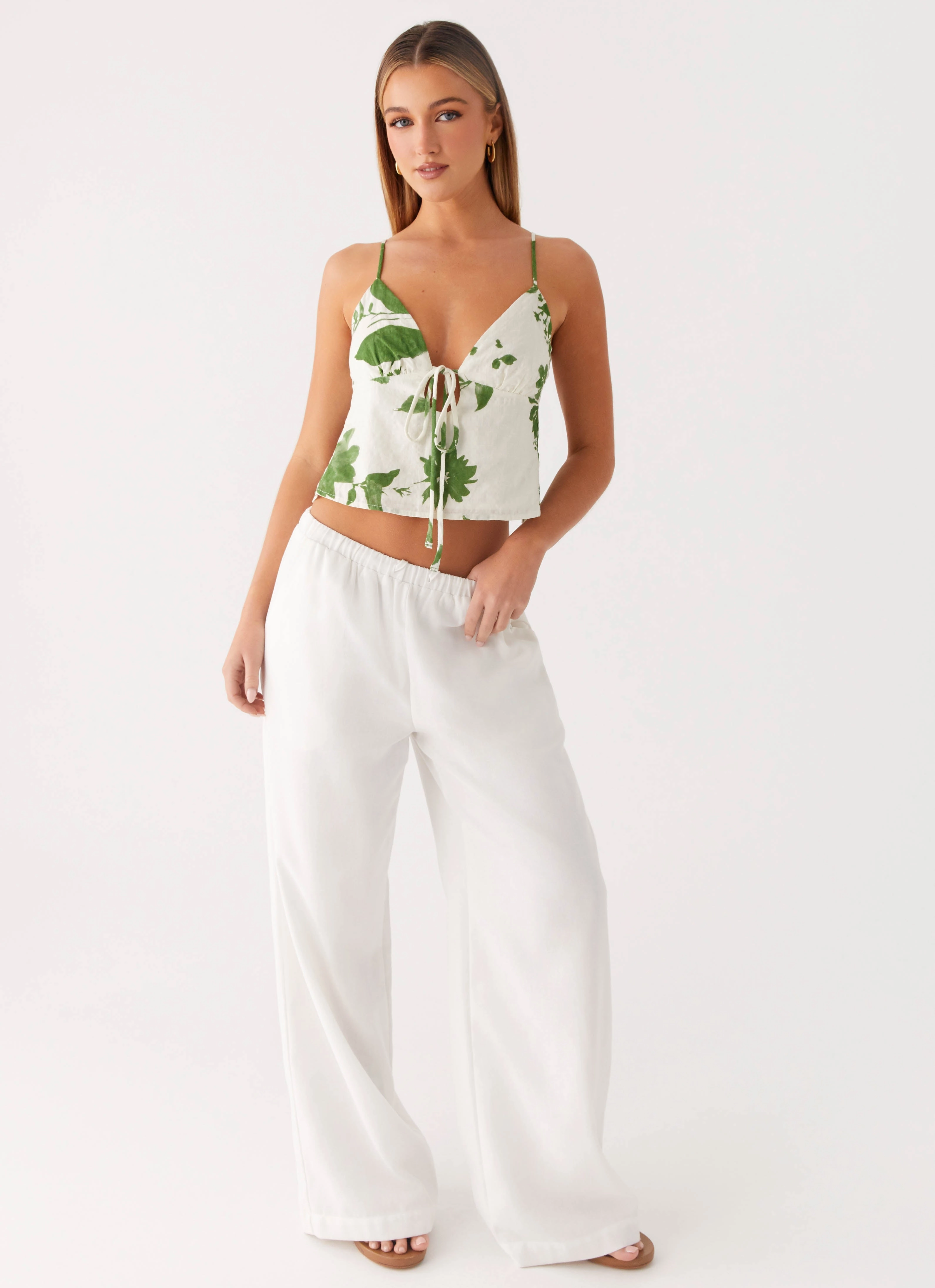 Roll Up Sleeve Design TemperatureRegulating Faela Cami Top - Verdant Bloom