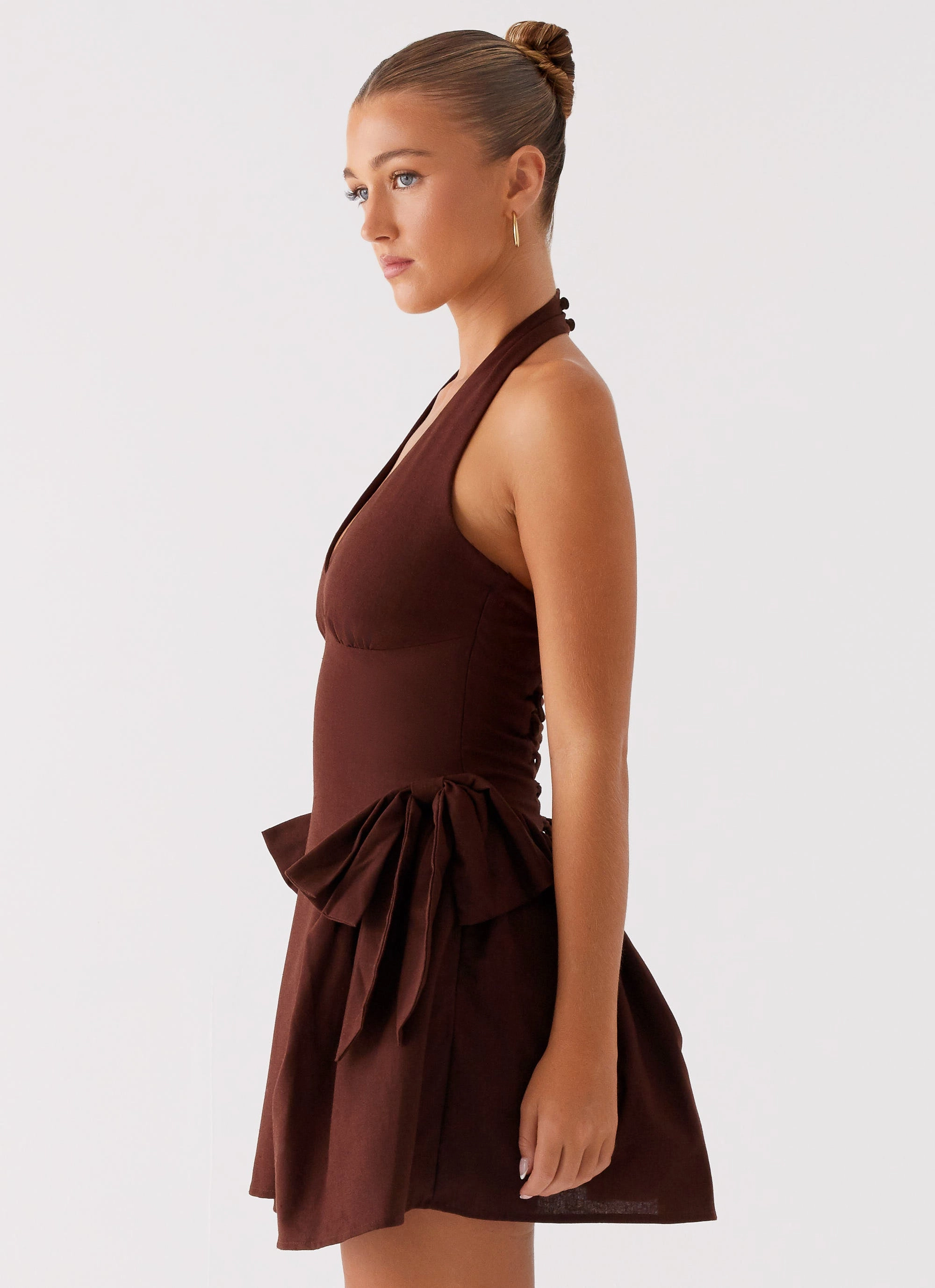 Avalo Mini Dress - Chocolate Classic wrap dress Calm Style